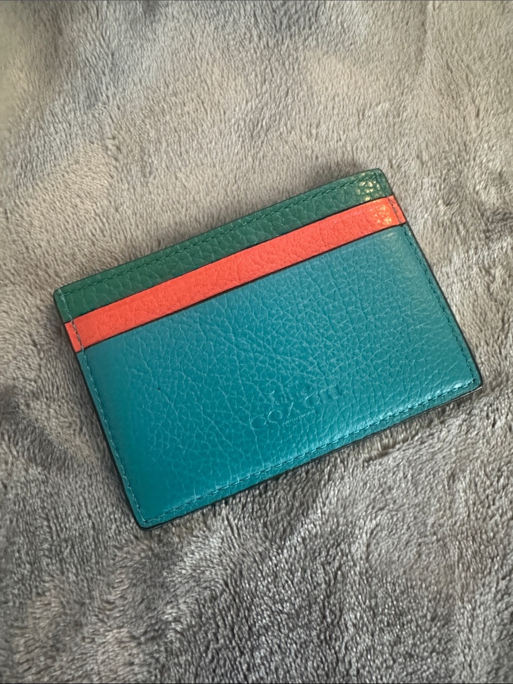 COACH Colorblock Leather Flat Card Case Wallet